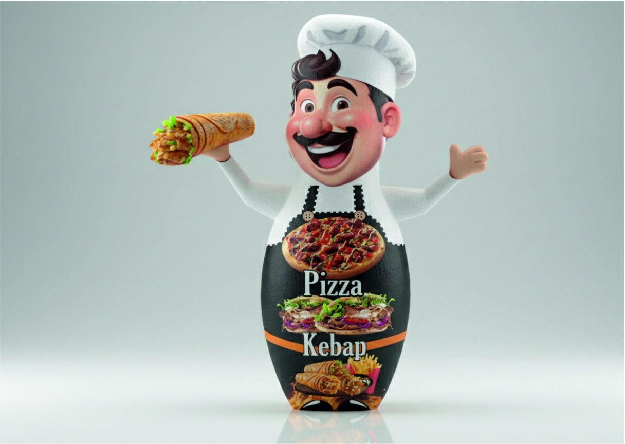 Döner salonu ve restoran açılışları için özel tasarlanmış şişme dönerci maskotu – Gel Gel Balon