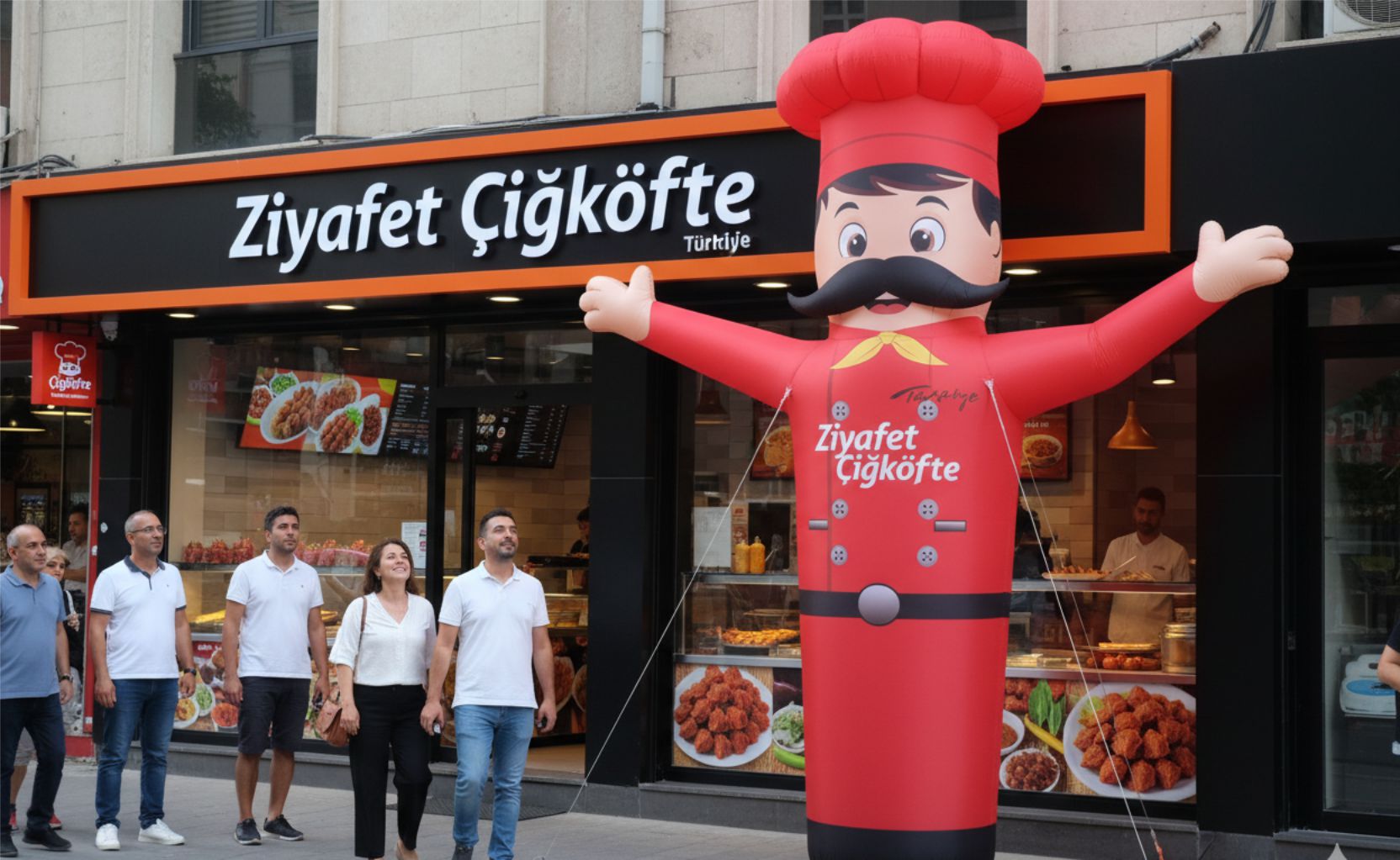 Gel Gel Balon çiğköfteci modeli – restoran ve fast food açılışları için şişme maskot balonu