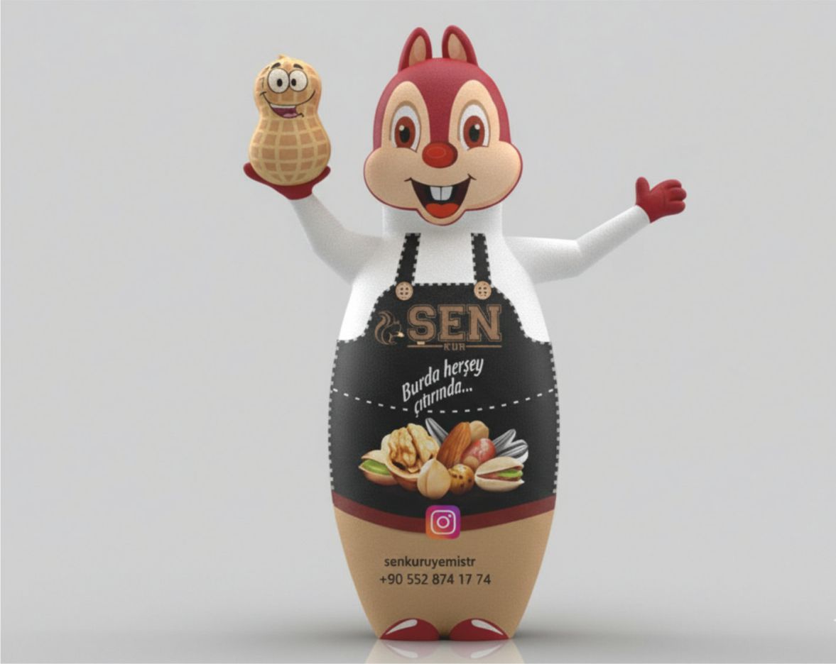 Market ve bakkal açılışları için özel tasarlanmış şişme market maskotu – Gel Gel Balon